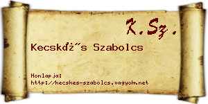 Kecskés Szabolcs névjegykártya